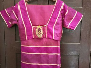 Magenta &amp; Mustard Comb. Kota Doria Silk Saree