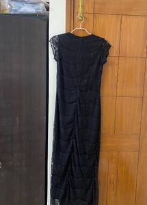 Gothic Black Lace Midi Dress