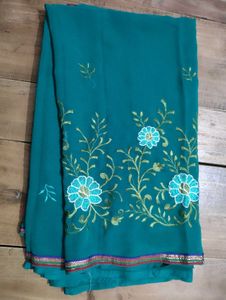 Elegant Green Embroidered Saree