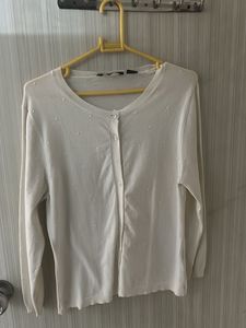Women White Korean Sweater/ Cardigan