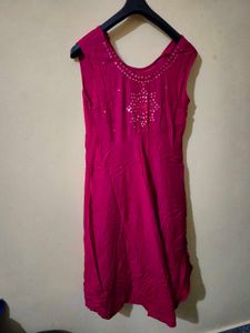 Magenta Mirror Work Kurta