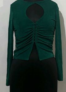 Bottle Green Keyhole Fitted Top