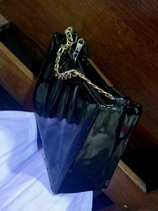 Black Clutch with Gold Chain