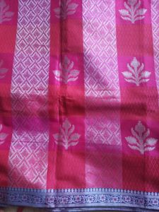 Pink and Grey Tussar Silk Saree
