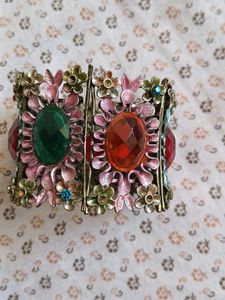 Boho Floral Gemstone Cuff Bracelet