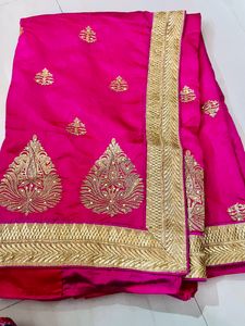 Beautiful Rani Pink Col Lotus Saree