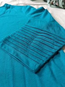 Blair Teal Striped Sleeve T-Shirt