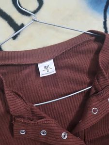 Ribbed Button-Up Top