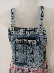 DENIM OVERALL BUTTERFLY DRESS