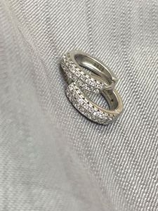 Sparkly 925 Silver Hoop Earrings