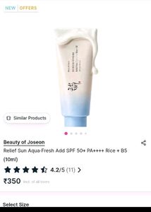 1Beauty of JoseonRelief Sun Aqua-Fresh Add SPF 50+ PA++++ Rice + B5 (10ml)