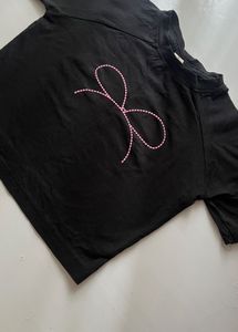Pink Bow Black Top 🎀