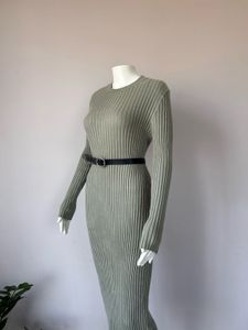 Sage Green Ribbed Dress