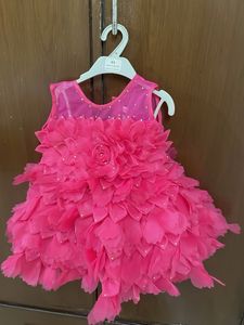 Pink Feather Flower Girl Dress