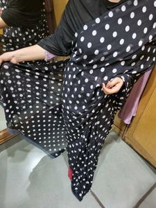 Polka Dot Black Saree georgette