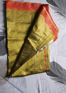 Olive Green Red Saree