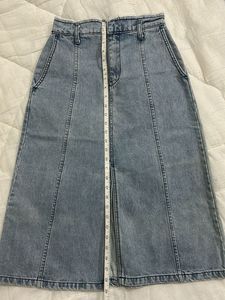 Denim Midi Skirt with Slit