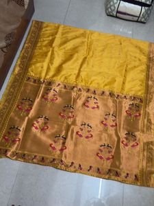 Yellow Golden Paithni Saree With Blouse