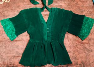 Emerald Green Pleated Top