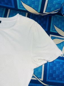 White Ribbed Crop Top