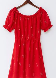 Red Floral Off-the-Shoulder Mini Dress