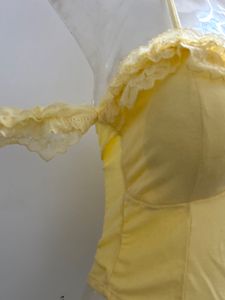 Yellow Off Shoulder Cute Padded Top