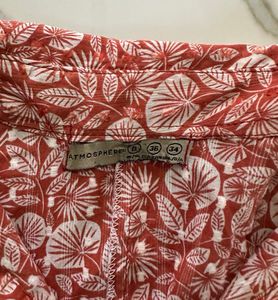 Rust - Floral Print Shirt Dress Size - 34-36