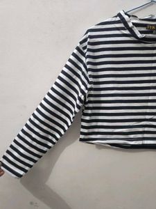 black and white striped top
