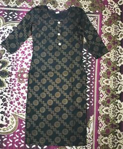 Black And Golden Printed Kurta
