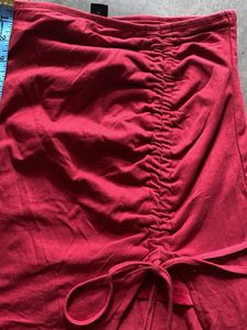 Red Ruched Skirt