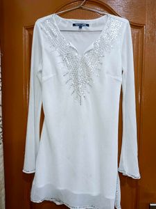 Elegant White Embellished Top