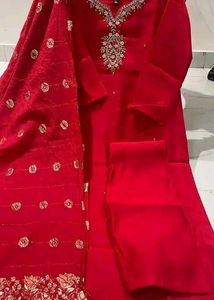 Elegant Red Embroidered Kurta Set