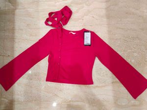 Pink Button-Up Long Sleeve Top