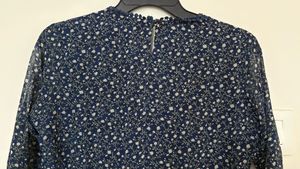 Navy Blue Floral Full Sleeve Top