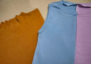 Combo Of Ribbed Knit Tank Tops  - In 3 Color
