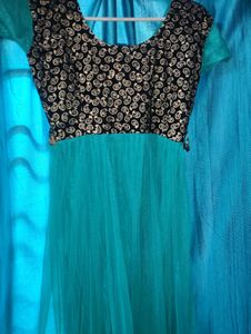 Teal &amp; Gold Embellished Dress