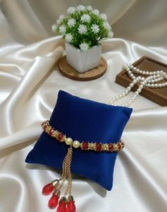 Red &amp; Gold Beaded Bracelet