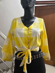 Cropped Tie Up Shirt
