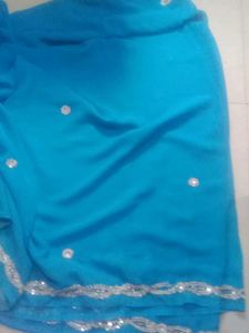 Sky Blue Stone Saree