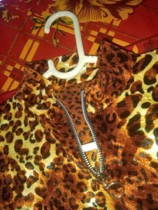 Leopard Print Zip-Up Top