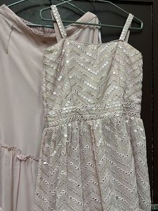 Pink Peplum Dress With Palazzo