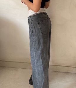 Grey Wide Leg Denim Jeans
