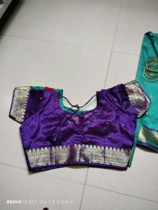 Teal Saree with 2 Blouse