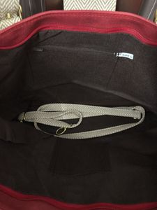 Red Tote Bag with Woven Straps