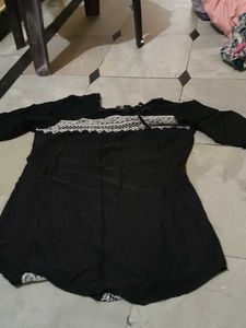 Black Embroidered Tunic Top