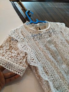 Crochet Top With Straight Georgette Pants