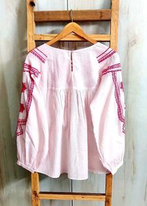 Embroidered Pink Peasant Blouse size-46-48