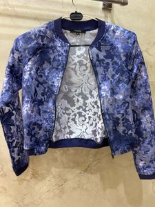 MADAME Floral Cropped Bomber Jacket