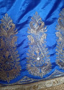 Blue Mirror Work Saree.