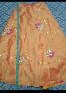 Pink And Yellow Combination Silk Cotton Lehenga